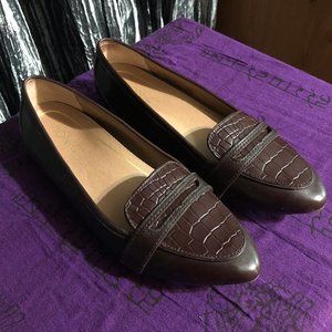 Vionic Savannah Leather Penny Loafers Croco Wine
